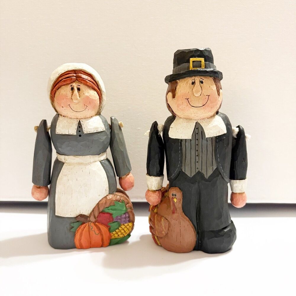 Eddie Walker Pilgrims Midwest Of Cannon Falls Thanksgiving Couple Wood Turkey 7”